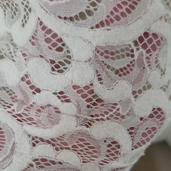 White House Black Market White Lace Mock Neck Long-Sleeve Top - Picture 3 of 5